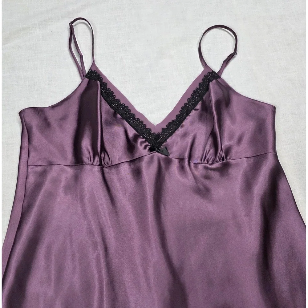 Whimsigoth Chemise Apt. 9 Intimates Womens Large Purple Satin Lace Nightgown Y2k